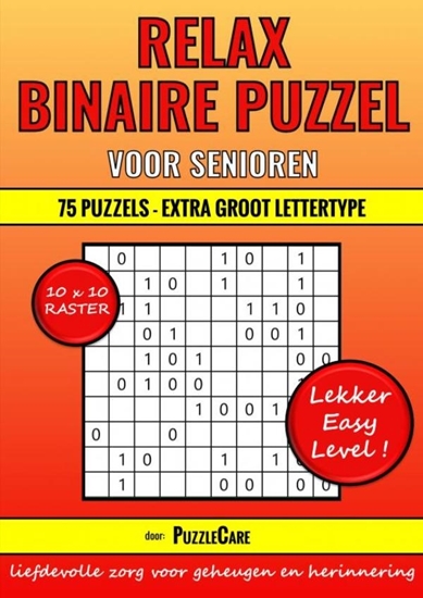 Afbeelding van Binaire Puzzel Relax - 10x10 Raster - 75 Puzzels Extra Groot Lettertype - Lekker Easy Level!