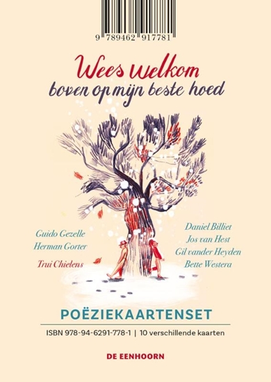 Afbeelding van Poëziekaartenset 'Wees welkom boven op mijn beste hoed'
