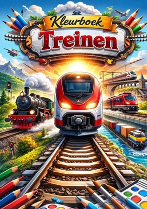 Afbeeldingen van Kleurboek, Treinen.