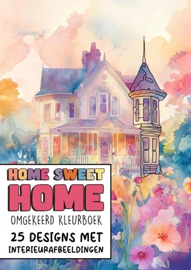 Afbeelding van Omgekeerd Kleurboek - Home Sweet Home - 25 Designs met Interieurafbeeldingen