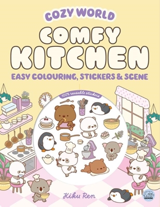 Afbeeldingen van Cozy World Cozy World Comfy Kitchen: Easy Colouring and Sticker Scene for Teens, Young Adults and Adults
