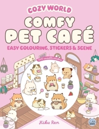 Afbeeldingen van Cozy World Cozy World Comfy Pet Cafe: Easy Colouring and Sticker Scene for Teens, Young Adults and Adults