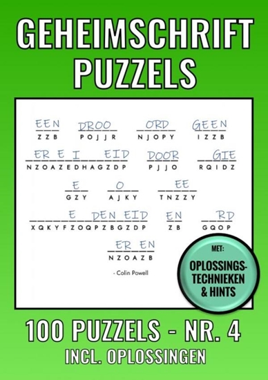Afbeelding van Geheimschrift Puzzelboek NR. 4 - 100 Puzzels - Incl. Uitleg, Tips en Oplossingen