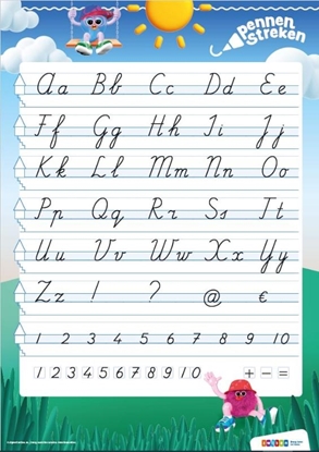 Afbeeldingen van Pennenstreken Groep 4-8 letterposter verbonden schrift