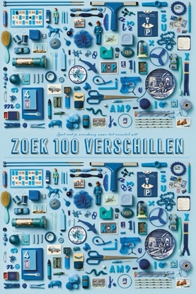 Afbeeldingen van Stratier XL Spelposter - Zoek 100 verschillen (BLAUW)