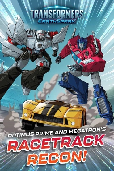 Afbeelding van Transformers: Earthspark Optimus Prime and Megatron's Racetrack Recon!