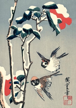 Afbeeldingen van Journal Journal Sparrows and Camellia in Snow by Hiroshige, Lined PB