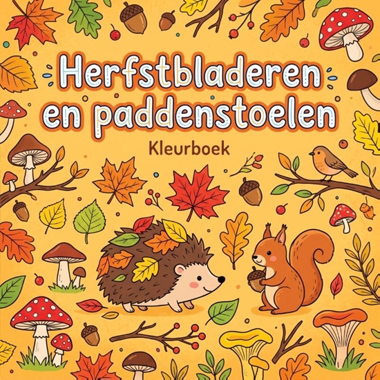 Afbeelding van Herfstbladeren en paddenstoelen