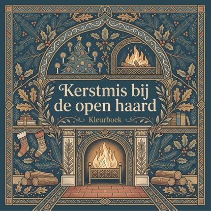 Afbeeldingen van Kerstmis bij de open haard