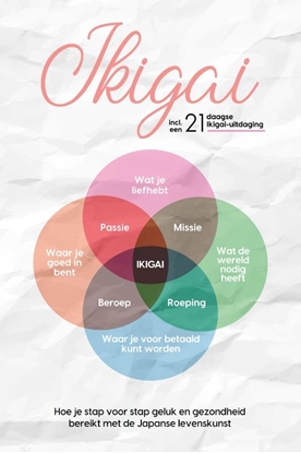 Afbeeldingen van Ikigai: Hoe je stap voor stap geluk en gezondheid bereikt met de Japanse levenskunst – inclusief een 21-daagse Ikigai-uitdaging
