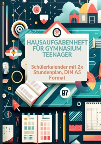 Afbeelding van Hausaufgabenheft: 1 Woche 2 Seiten Schulplaner Teenager , Schülerkalender , mit 2x Stundenplan : DIN A5